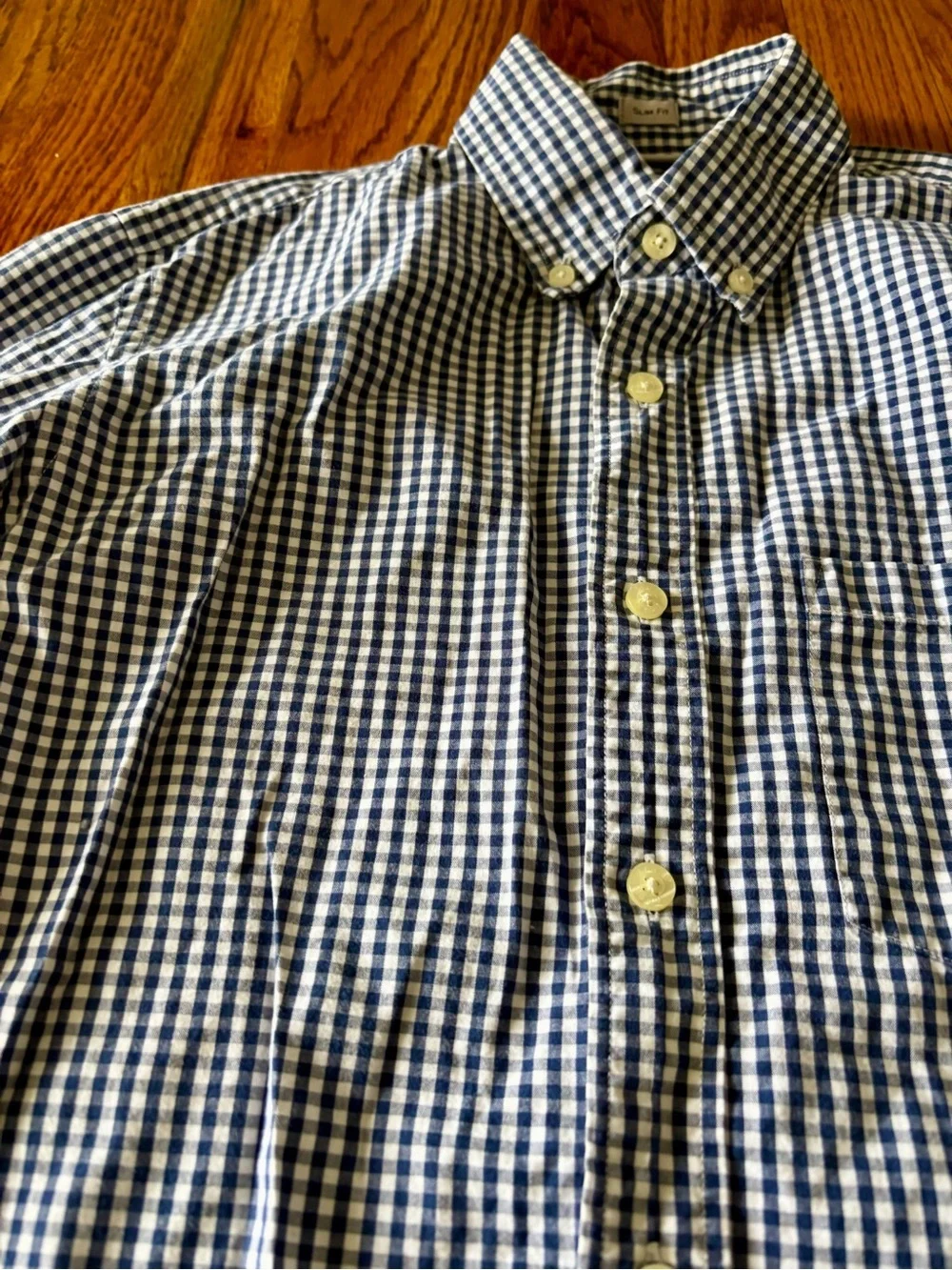 J. Crew Men’s Slim Fit Blue and White Gingham Button-Down Shirt